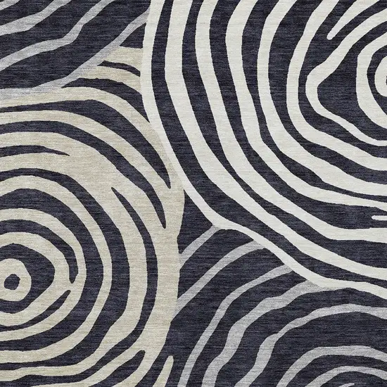 Black Charcoal And Gray Abstract Washable Indoor Outdoor Area Rug Photo 5