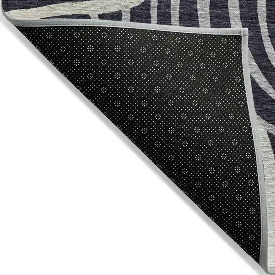 Black Charcoal And Gray Abstract Washable Indoor Outdoor Area Rug Photo 2