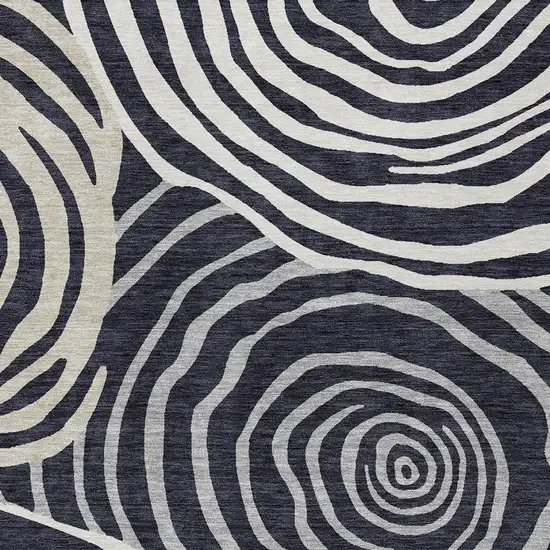 Black Charcoal And Gray Abstract Washable Indoor Outdoor Area Rug Photo 5