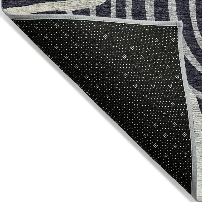 Black Charcoal And Gray Abstract Washable Indoor Outdoor Area Rug Photo 2