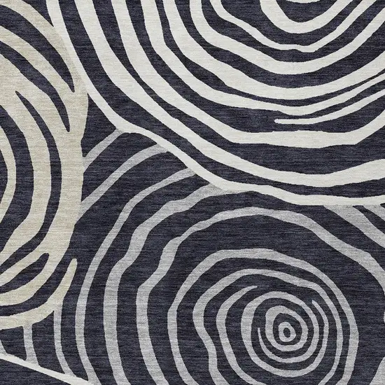 Black Charcoal And Gray Abstract Washable Indoor Outdoor Area Rug Photo 5