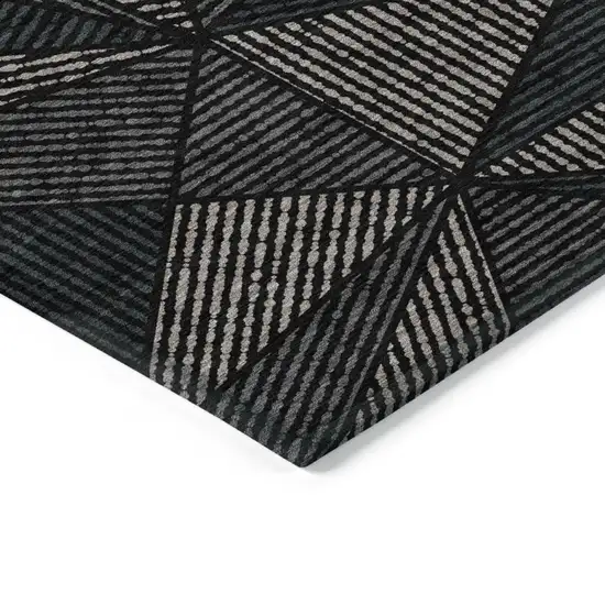 Black Charcoal And Gray Geometric Washable Indoor Outdoor Area Rug Photo 4