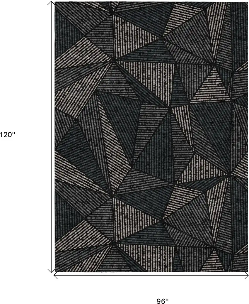 Black Charcoal And Gray Geometric Washable Indoor Outdoor Area Rug Photo 3