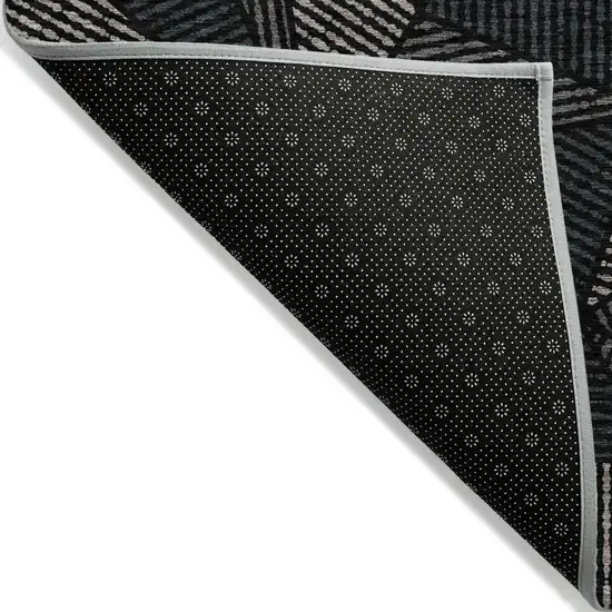 Black Charcoal And Gray Geometric Washable Indoor Outdoor Area Rug Photo 4