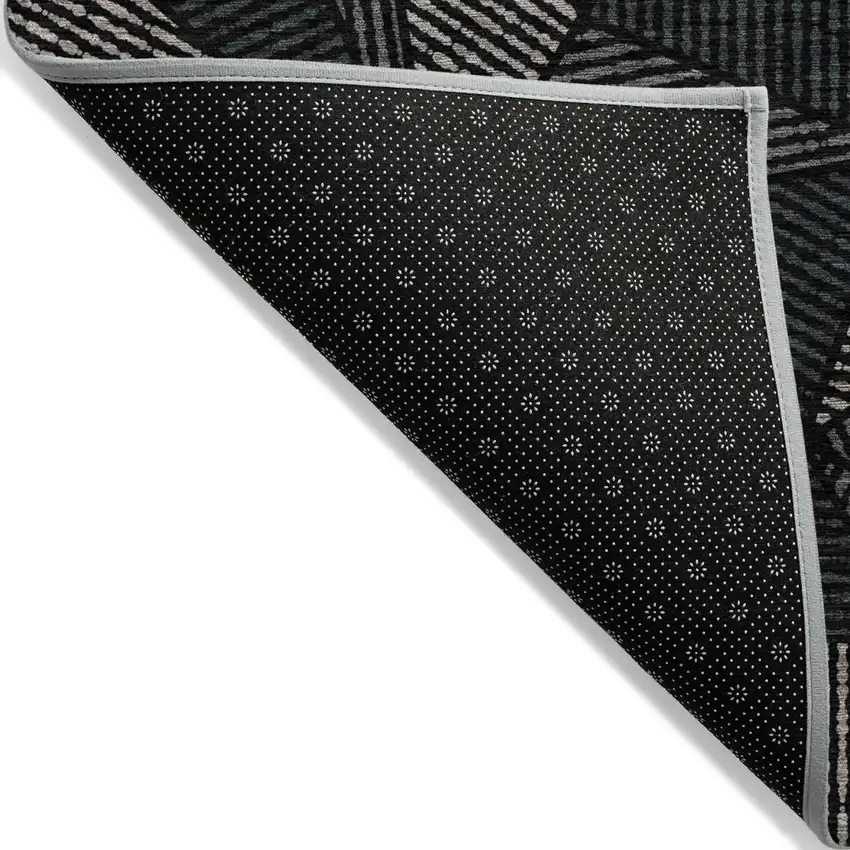 Black Charcoal And Gray Geometric Washable Indoor Outdoor Area Rug Photo 4