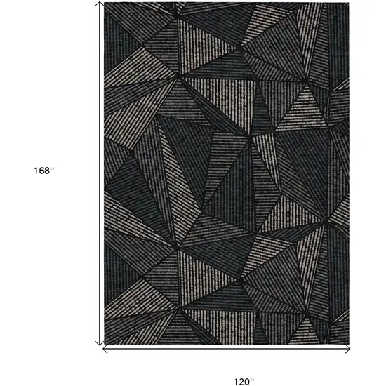 Black Charcoal And Gray Geometric Washable Indoor Outdoor Area Rug Photo 3