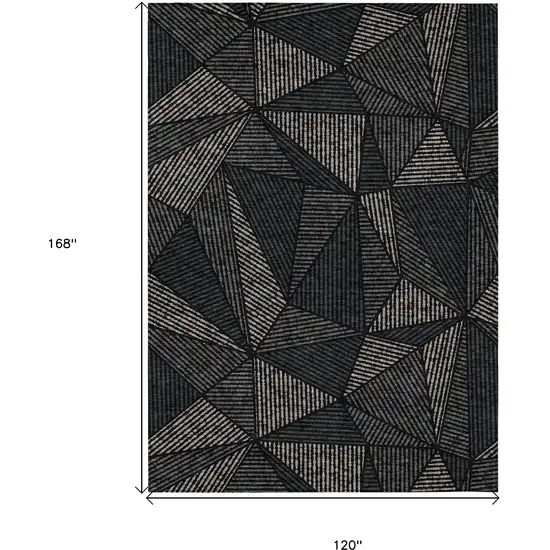 Black Charcoal And Gray Geometric Washable Indoor Outdoor Area Rug Photo 3