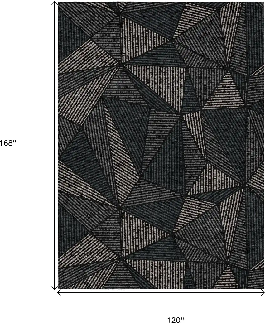 Black Charcoal And Gray Geometric Washable Indoor Outdoor Area Rug Photo 3