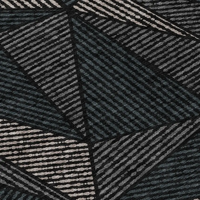 Black Charcoal And Gray Geometric Washable Indoor Outdoor Area Rug Photo 5