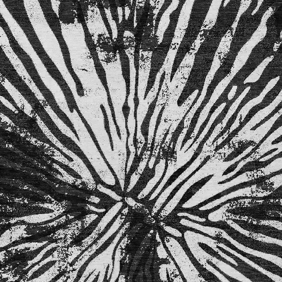 Black Charcoal And Ivory Abstract Washable Indoor Outdoor Area Rug Photo 6