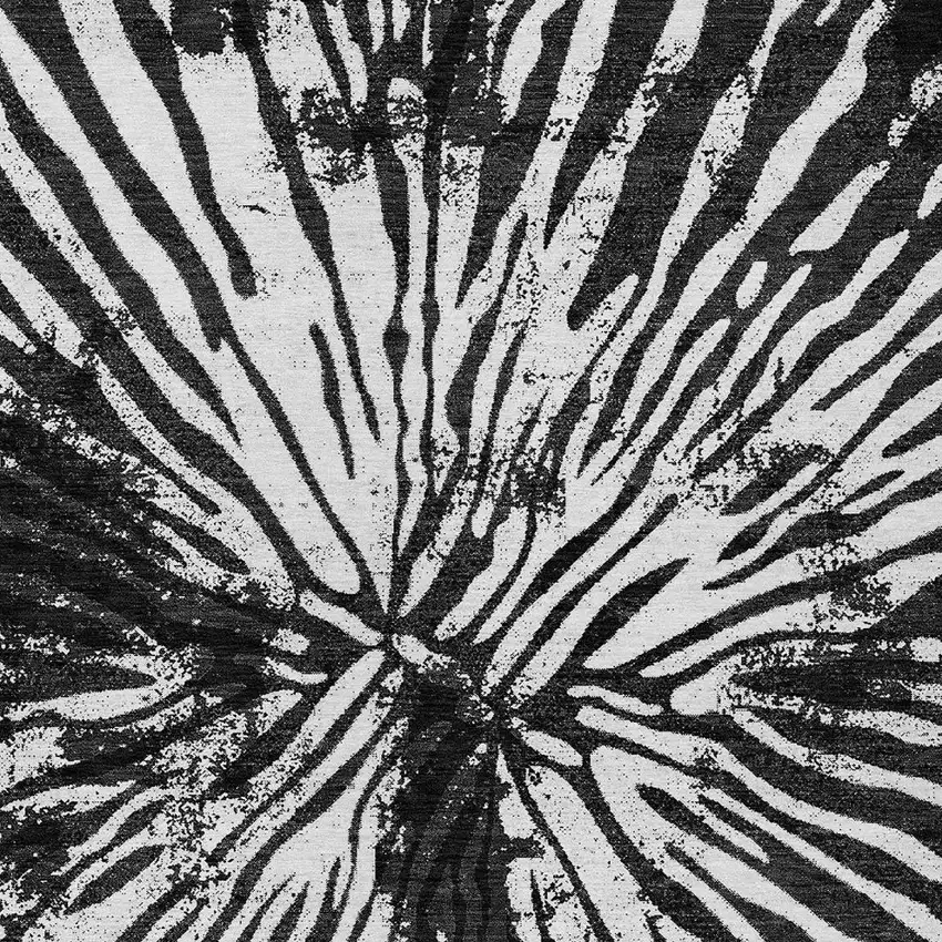 Black Charcoal And Ivory Abstract Washable Indoor Outdoor Area Rug Photo 6
