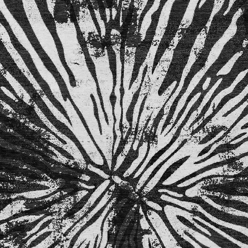 Black Charcoal And Ivory Abstract Washable Indoor Outdoor Area Rug Photo 6