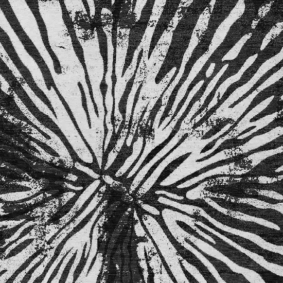 Black Charcoal And Ivory Abstract Washable Indoor Outdoor Area Rug Photo 6