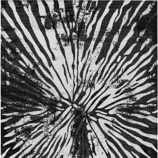 Black Charcoal And Ivory Abstract Washable Indoor Outdoor Area Rug Photo 7