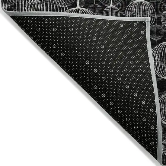 Black Charcoal And Ivory Geometric Washable Indoor Outdoor Area Rug Photo 2