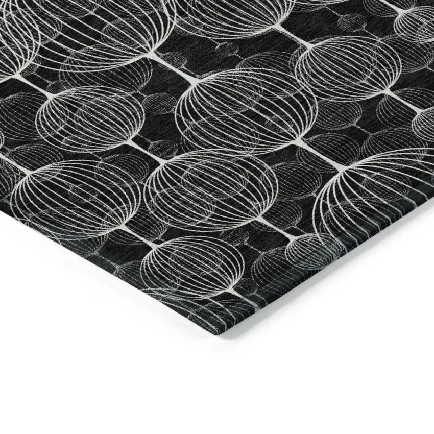 Black Charcoal And Ivory Geometric Washable Indoor Outdoor Area Rug Photo 3