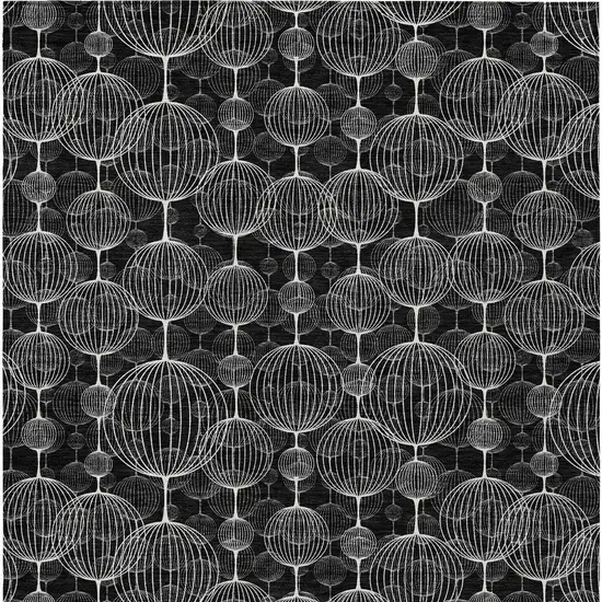 Black Charcoal And Ivory Geometric Washable Indoor Outdoor Area Rug Photo 5