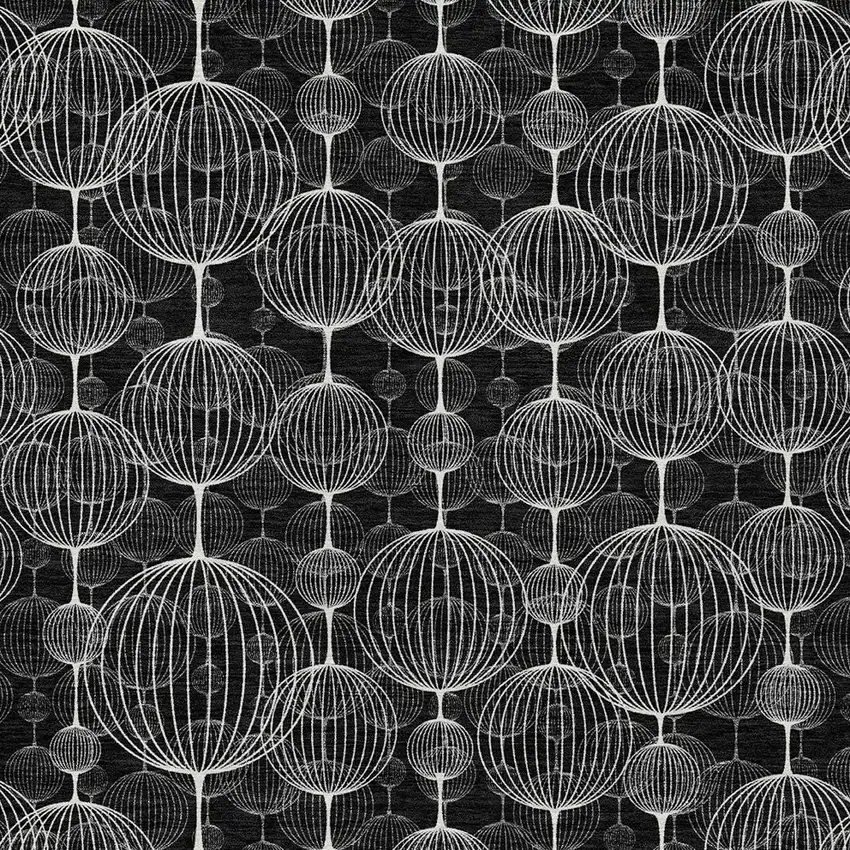 Black Charcoal And Ivory Geometric Washable Indoor Outdoor Area Rug Photo 4