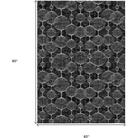 Black Charcoal And Ivory Geometric Washable Indoor Outdoor Area Rug Photo 6