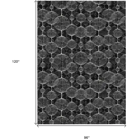 Black Charcoal And Ivory Geometric Washable Indoor Outdoor Area Rug Photo 7
