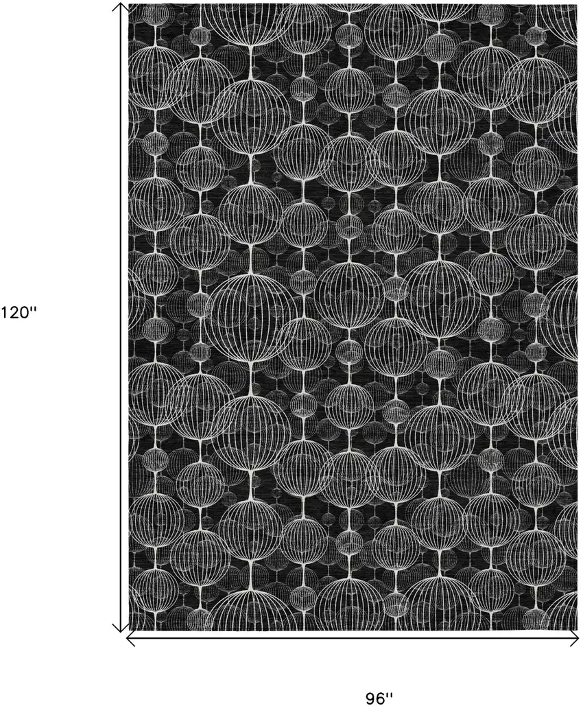 Black Charcoal And Ivory Geometric Washable Indoor Outdoor Area Rug Photo 7