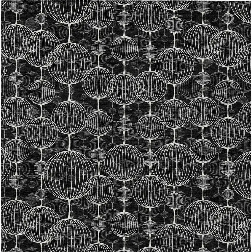 Black Charcoal And Ivory Geometric Washable Indoor Outdoor Area Rug Photo 4