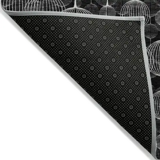 Black Charcoal And Ivory Geometric Washable Indoor Outdoor Area Rug Photo 3