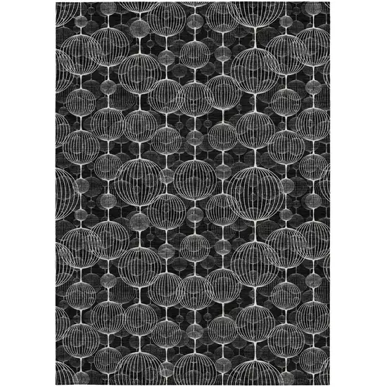 Black Charcoal And Ivory Geometric Washable Indoor Outdoor Area Rug Photo 6