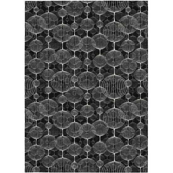 Black Charcoal And Ivory Geometric Washable Indoor Outdoor Area Rug Photo 6