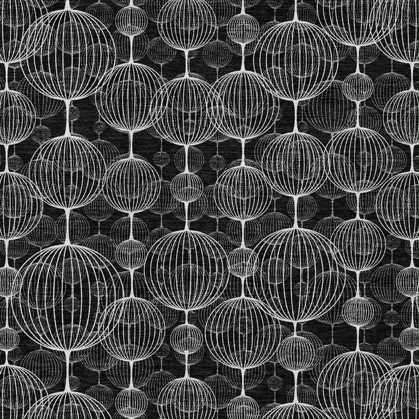 Black Charcoal And Ivory Geometric Washable Indoor Outdoor Area Rug Photo 5
