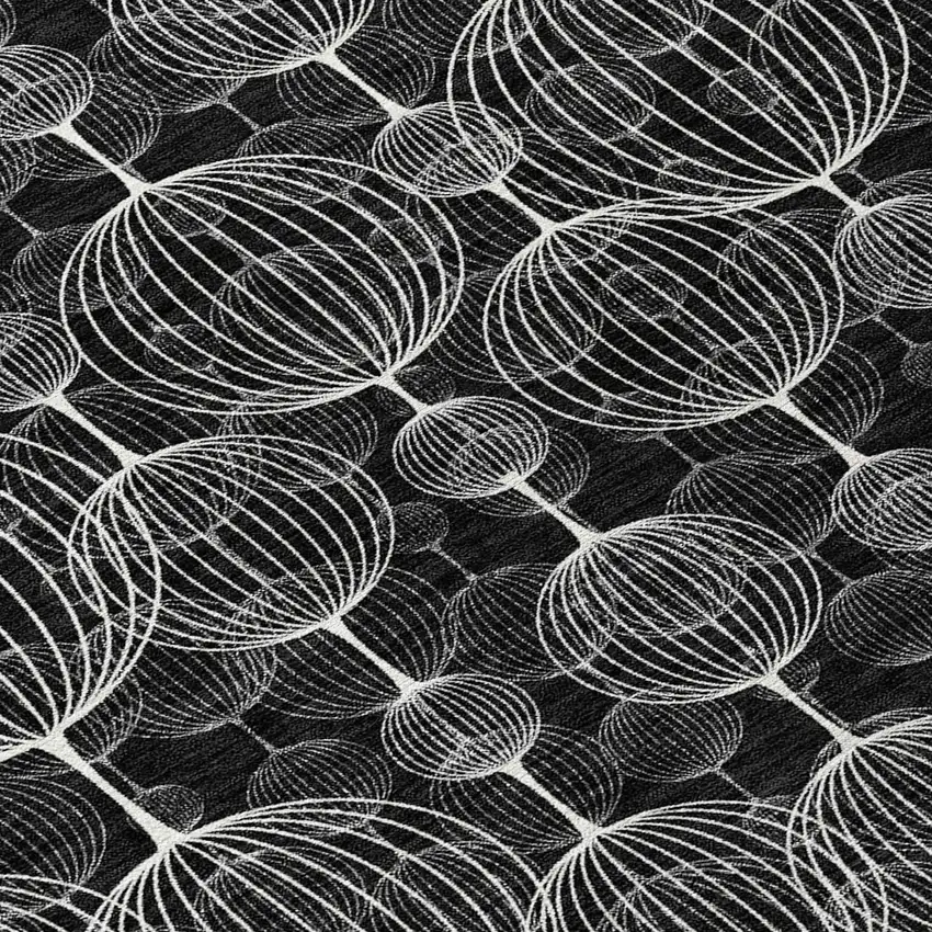 Black Charcoal And Ivory Geometric Washable Indoor Outdoor Area Rug Photo 8