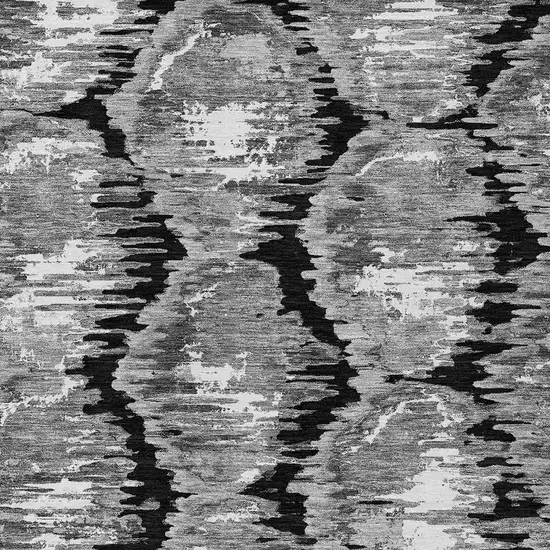 Black Charcoal And Silver Abstract Washable Indoor Outdoor Area Rug Photo 4
