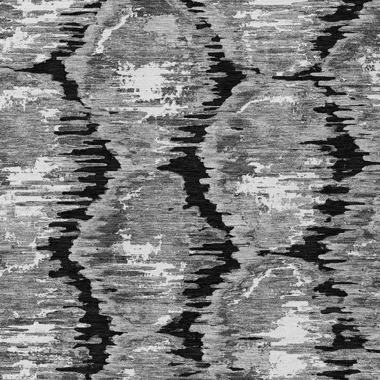 Black Charcoal And Silver Abstract Washable Indoor Outdoor Area Rug Photo 4