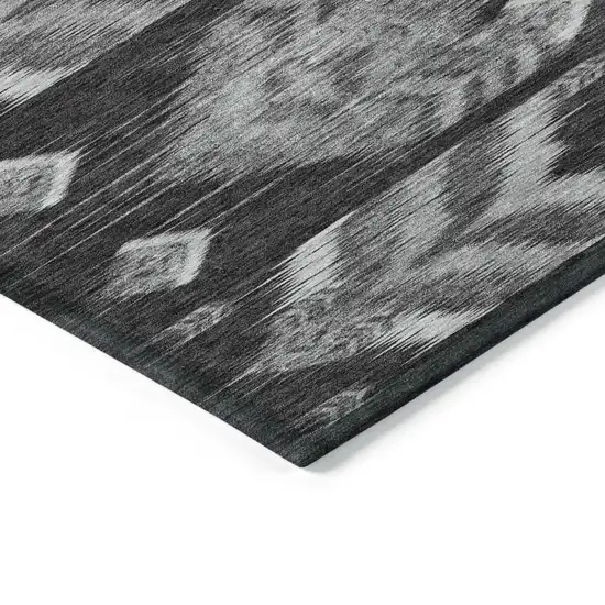 Black Charcoal And Silver Southwestern Washable Indoor Outdoor Area Rug Photo 5