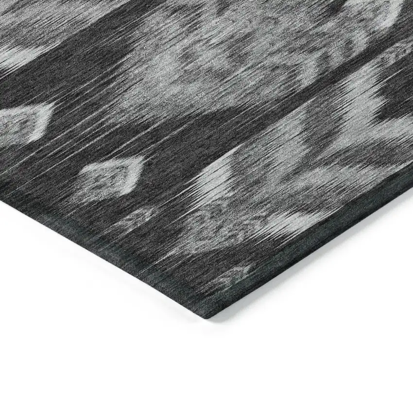 Black Charcoal And Silver Southwestern Washable Indoor Outdoor Area Rug Photo 5
