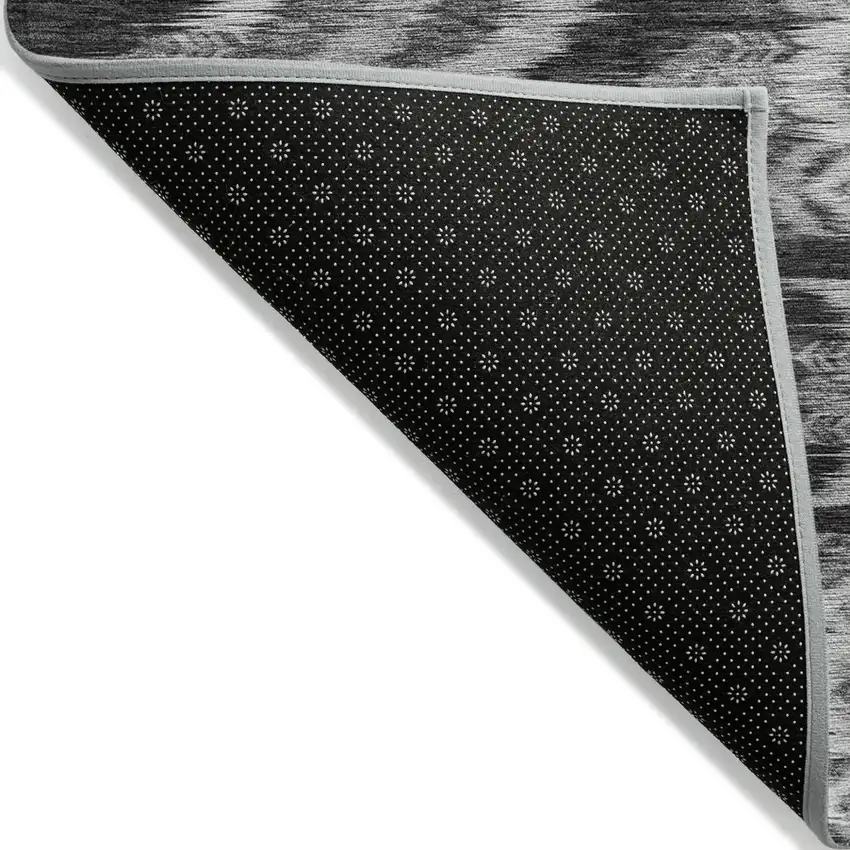 Black Charcoal And Silver Southwestern Washable Indoor Outdoor Area Rug Photo 4