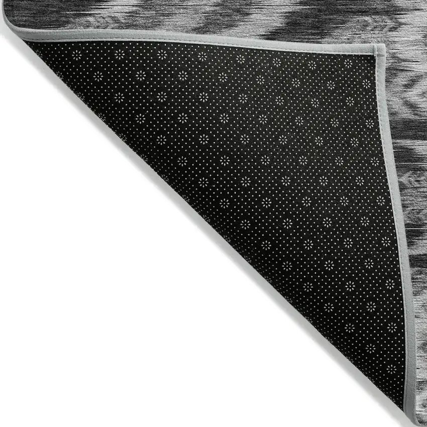 Black Charcoal And Silver Southwestern Washable Indoor Outdoor Area Rug Photo 4