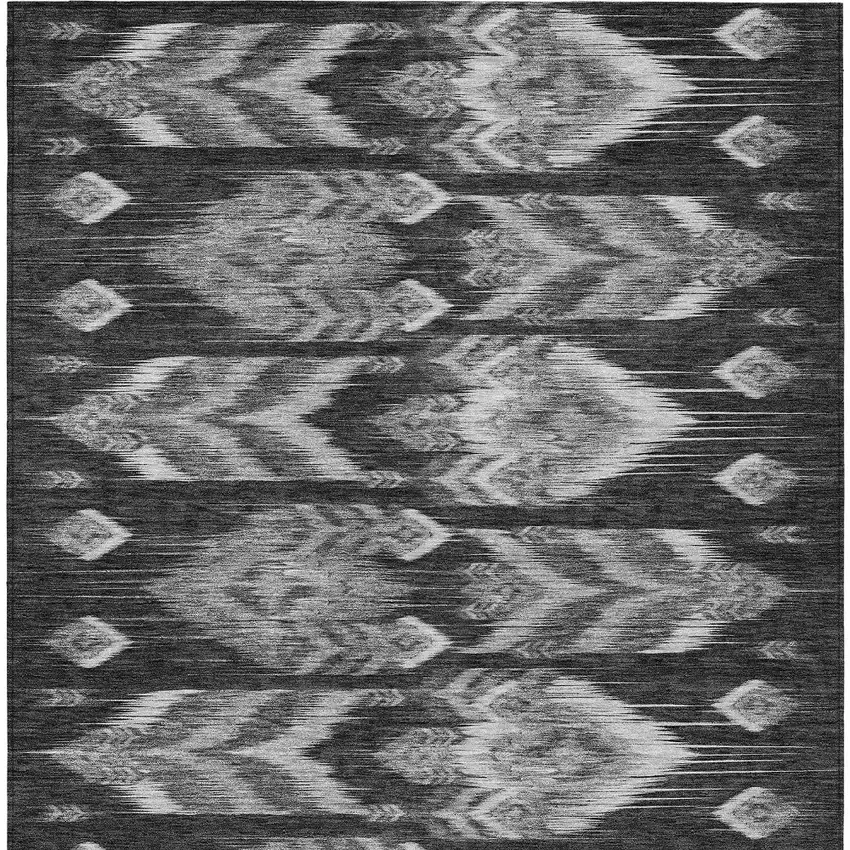 Black Charcoal And Silver Southwestern Washable Indoor Outdoor Area Rug Photo 8
