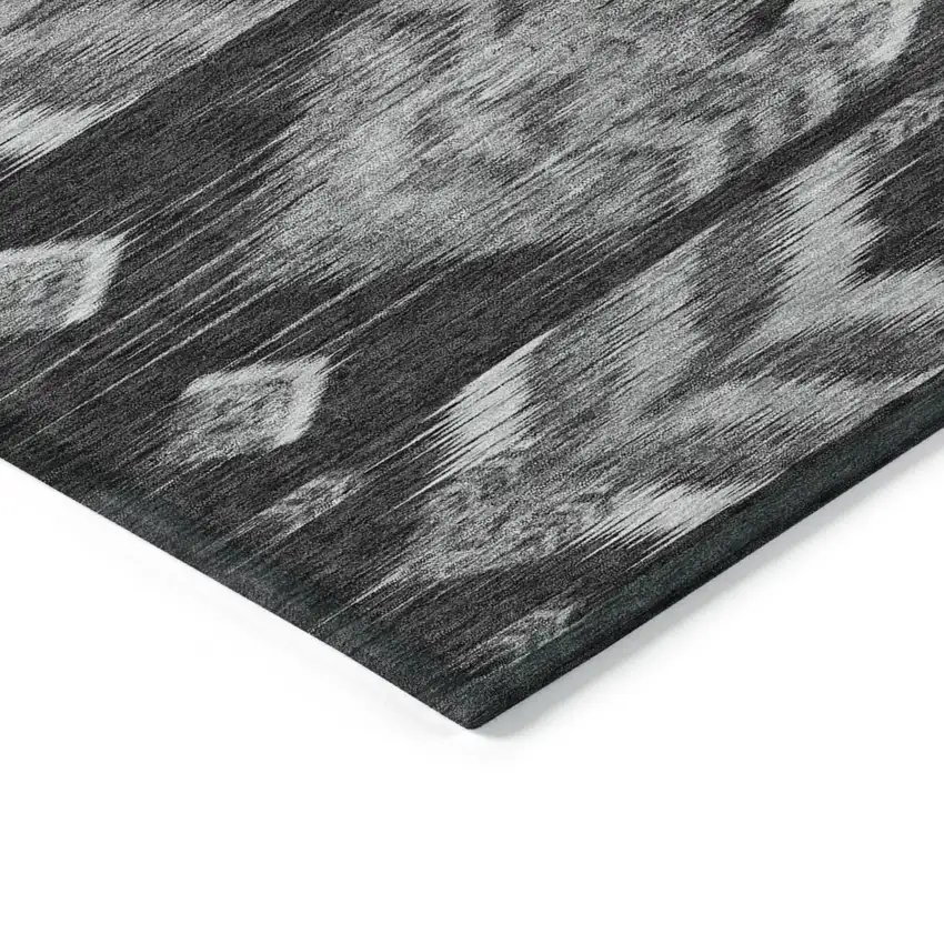 Black Charcoal And Silver Southwestern Washable Indoor Outdoor Area Rug Photo 5