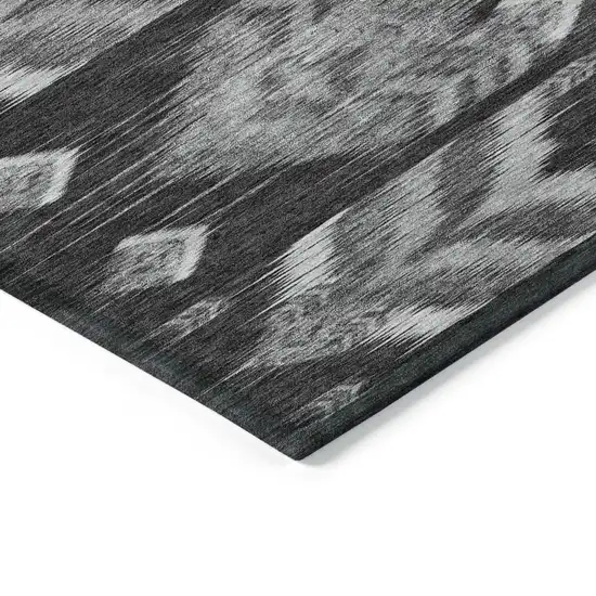 Black Charcoal And Silver Southwestern Washable Indoor Outdoor Area Rug Photo 5