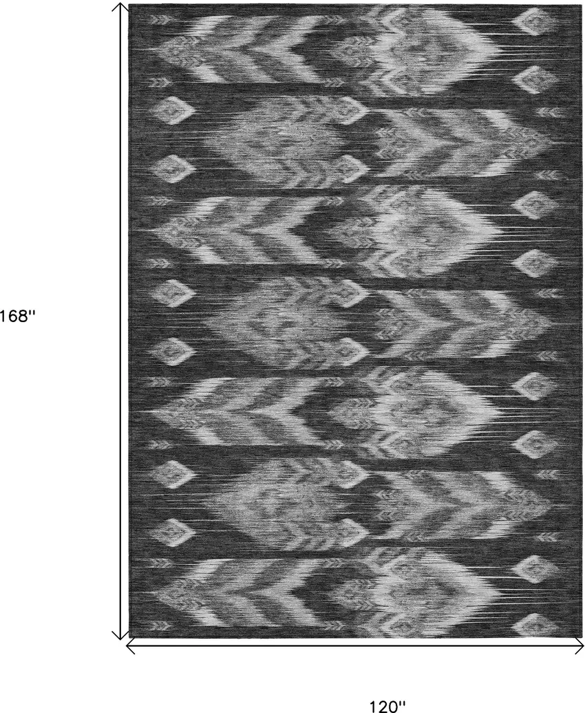 Black Charcoal And Silver Southwestern Washable Indoor Outdoor Area Rug Photo 3