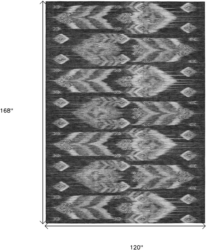Black Charcoal And Silver Southwestern Washable Indoor Outdoor Area Rug Photo 3