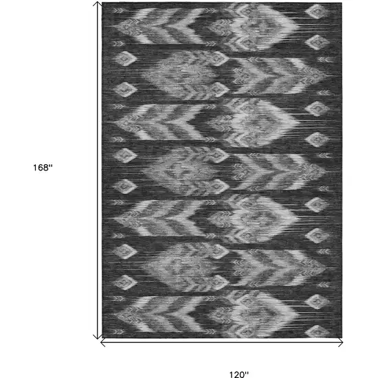 Black Charcoal And Silver Southwestern Washable Indoor Outdoor Area Rug Photo 3