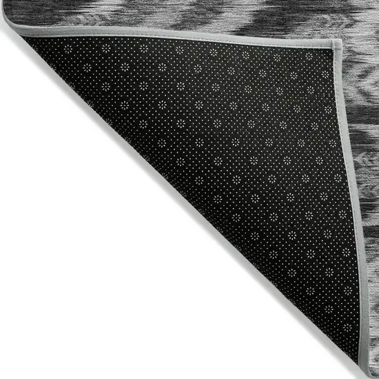 Black Charcoal And Silver Southwestern Washable Indoor Outdoor Area Rug Photo 4