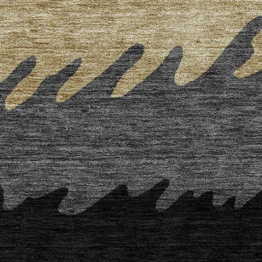 Black Charcoal And Silver Striped Washable Indoor Outdoor Area Rug Photo 5