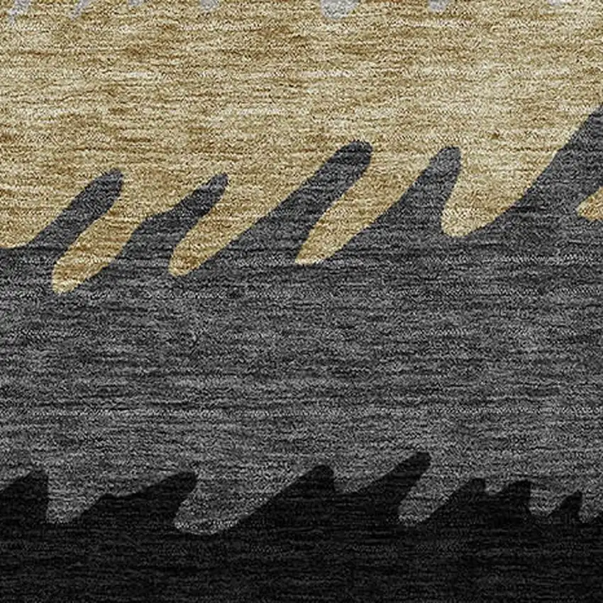 Black Charcoal And Silver Striped Washable Indoor Outdoor Area Rug Photo 5