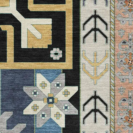 Black Copper And Gold Southwestern Washable Area Rug With UV Protection Photo 2