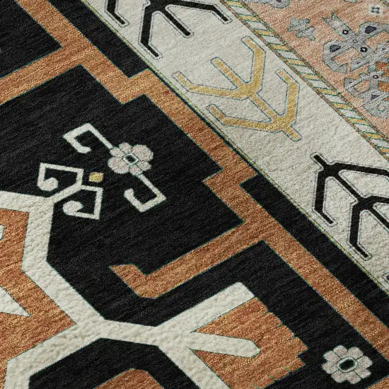Black Copper And Gold Southwestern Washable Area Rug With UV Protection Photo 9