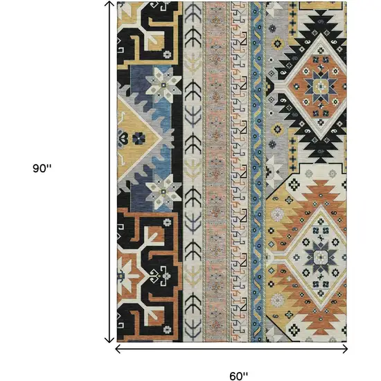 Black Copper And Gold Southwestern Washable Area Rug With UV Protection Photo 7