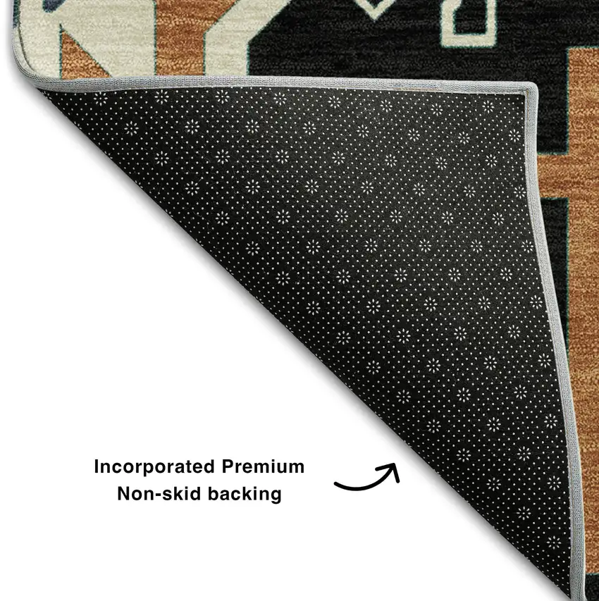 Black Copper And Gold Southwestern Washable Area Rug With UV Protection Photo 6